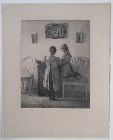 Stich Ilsted - Interior with two little Girls