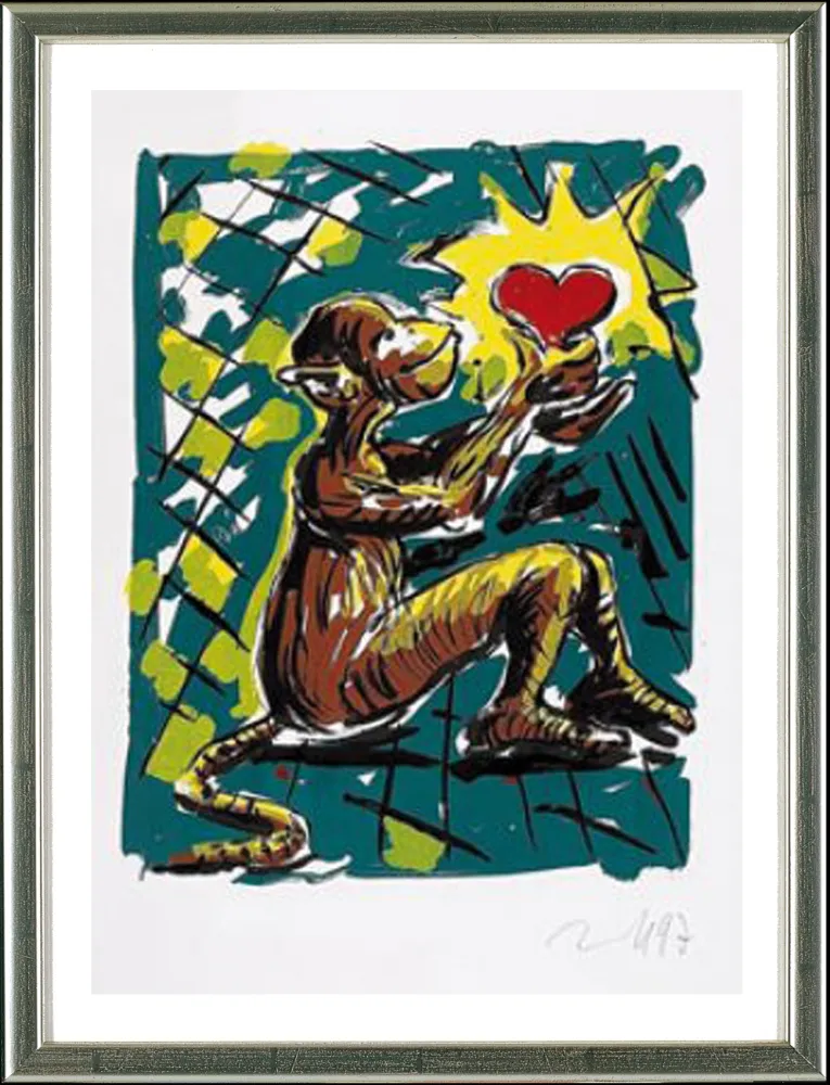 Siebdruck Immendorff - Herzaffe