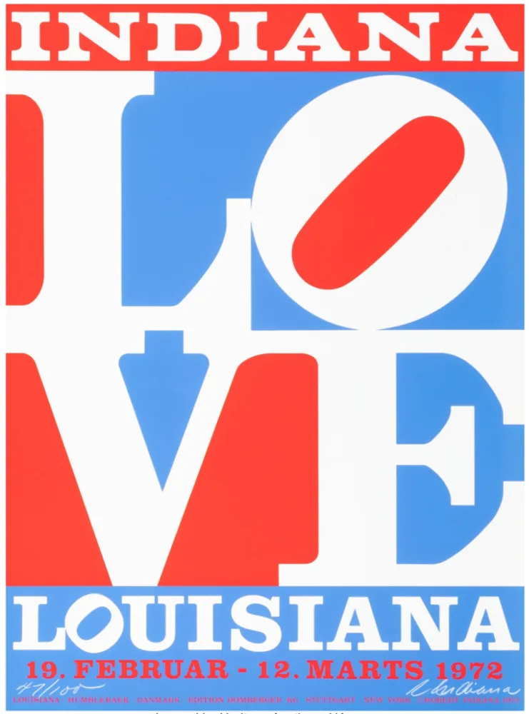Siebdruck Indiana - Louisiana, LOVE, 1972 - Hand-signed