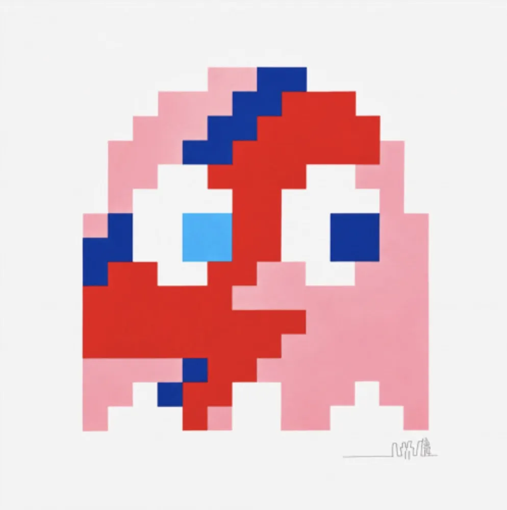Siebdruck Invader - Aladdin Sane (Pinky)