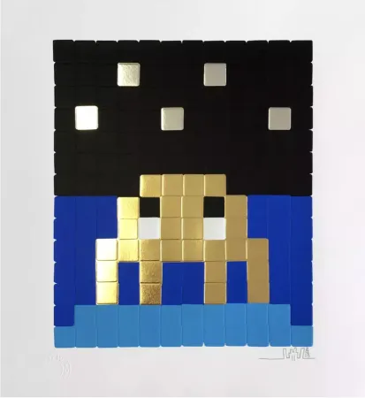 Siebdruck Invader - Space One (Gold)