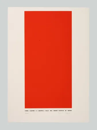 Siebdruck Isgrò - Fidel Castro (a destra) sale nel rosso vestito di rosso