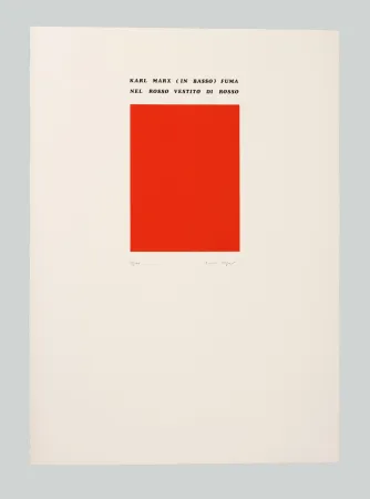 Siebdruck Isgro - Karl Marx (in basso) fuma nel rosso vestito di rosso