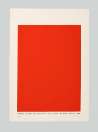 Siebdruck Isgro - Vladimir Ilic Lenin (in primo piano) alza il pugno nel rosso vestito di rosso