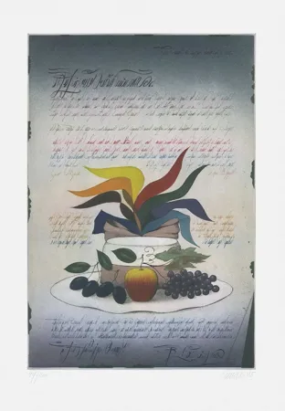 Radierung Und Aquatinta Janak - Komposition mit Früchten