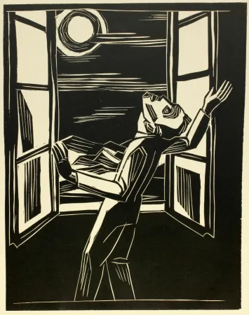 Holzschnitt Jansen - Zwei Menschen-Bilder