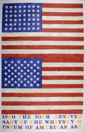 Lithographie Johns - Double Flags, The 50th Anniversary of the Whitney Museum of American Art, 1979-1980