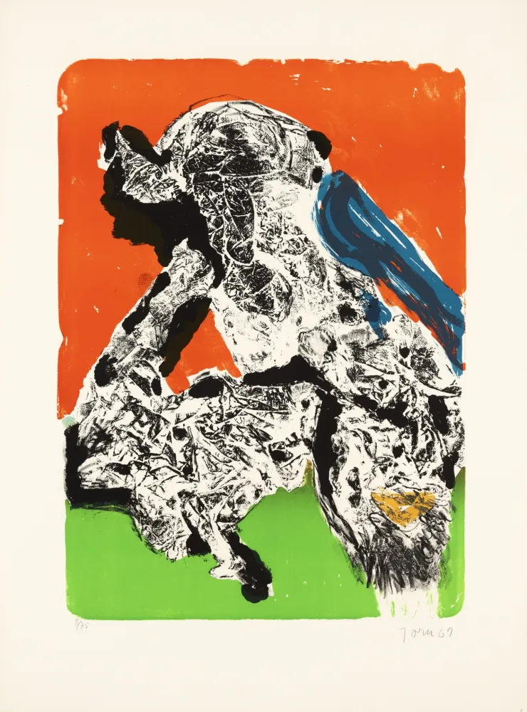 Lithographie Jorn - Intimités graphoglyptiques, provocation ratée