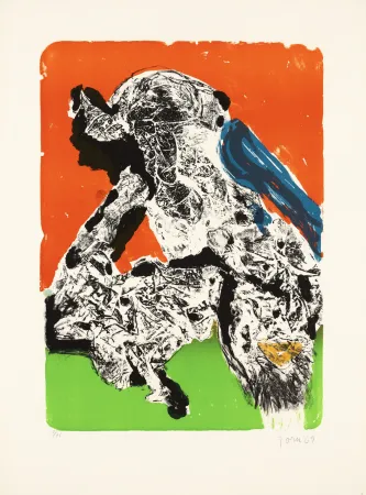 Lithographie Jorn - Intimités graphoglyptiques, provocation ratée