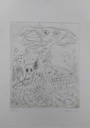 Kaltnadelradierung Jorn - Le Droit de L´Aigle