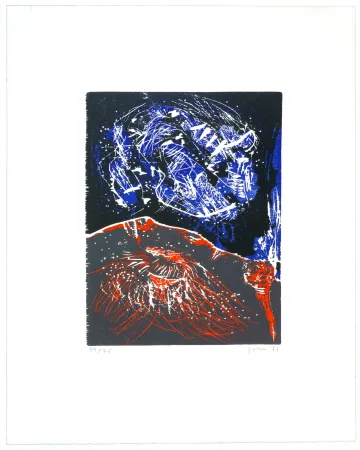 Holzschnitt Jorn - Pierre qui roule