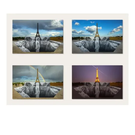 Digitale Druckgrafik Jr - 4 Trompe l'oeil, Les Falaises du Trocadéro,