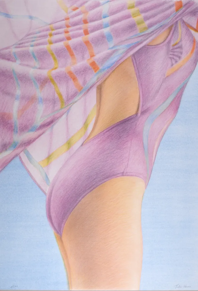 Lithographie Kacere - Nageur violet