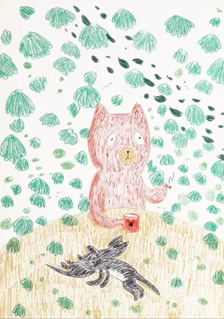 Lithographie Kaga - Kumacchi in green 1