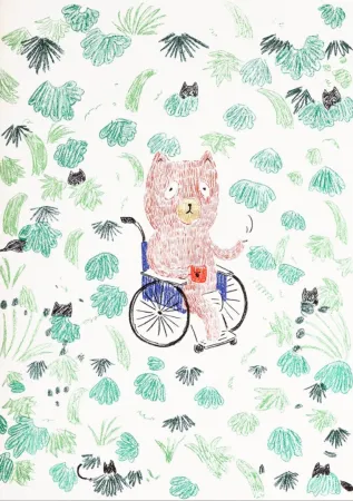 Lithographie Kaga - Kumacchi in green 2