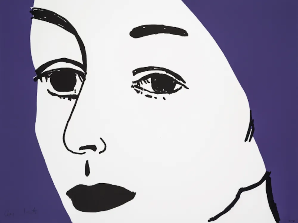 Holzschnitt Katz - Ada (Black & Purple)