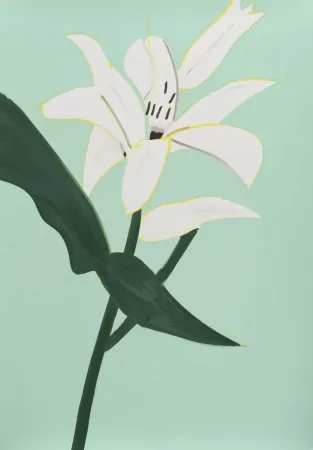 Siebdruck Katz - White Lilies 2