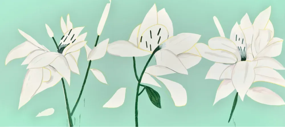 Siebdruck Katz - White Lilies 6