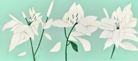 Siebdruck Katz - White Lilies 6