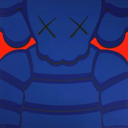 Siebdruck Kaws - What Party - Blue