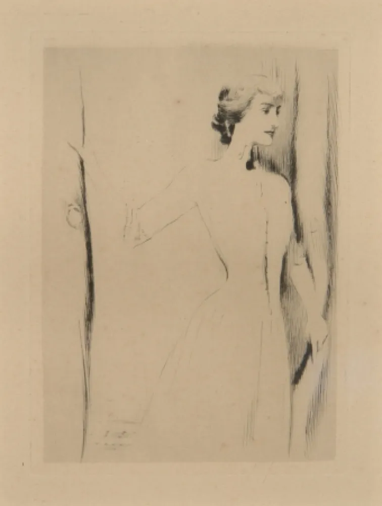 Kaltnadelradierung Khnopff - Un rideau