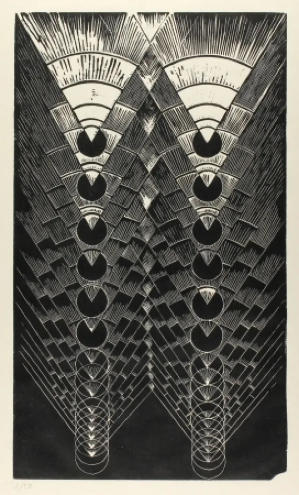 Linolschnitt Klien,  - Light in Glass II