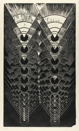 Linolschnitt Klien,  - Light in Glass II