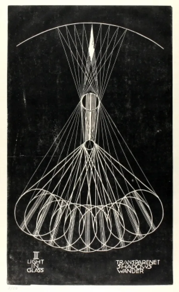 Linolschnitt Klien,  - Light in Glass III