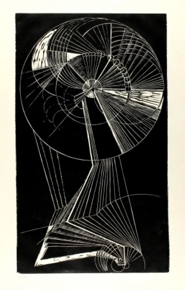 Linolschnitt Klien,  - Mensch in Bewegung (Moving Person)