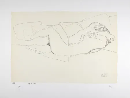 Lithographie Klimt - Etude pour le serpent d'eau / 2 femmes enlacées, 1905 | Study for Water Snakes / Two women embracing, 1905 