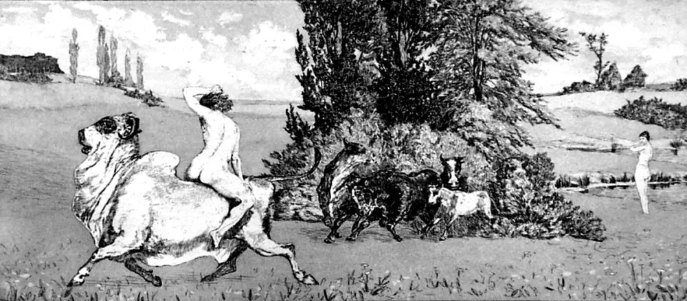 Radierung Und Aquatinta Klinger - Apollo e Dafne III