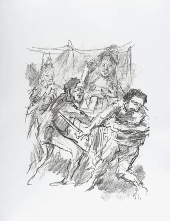 Lithographie Kokoschka - Edgar and Edmund fight , 1963