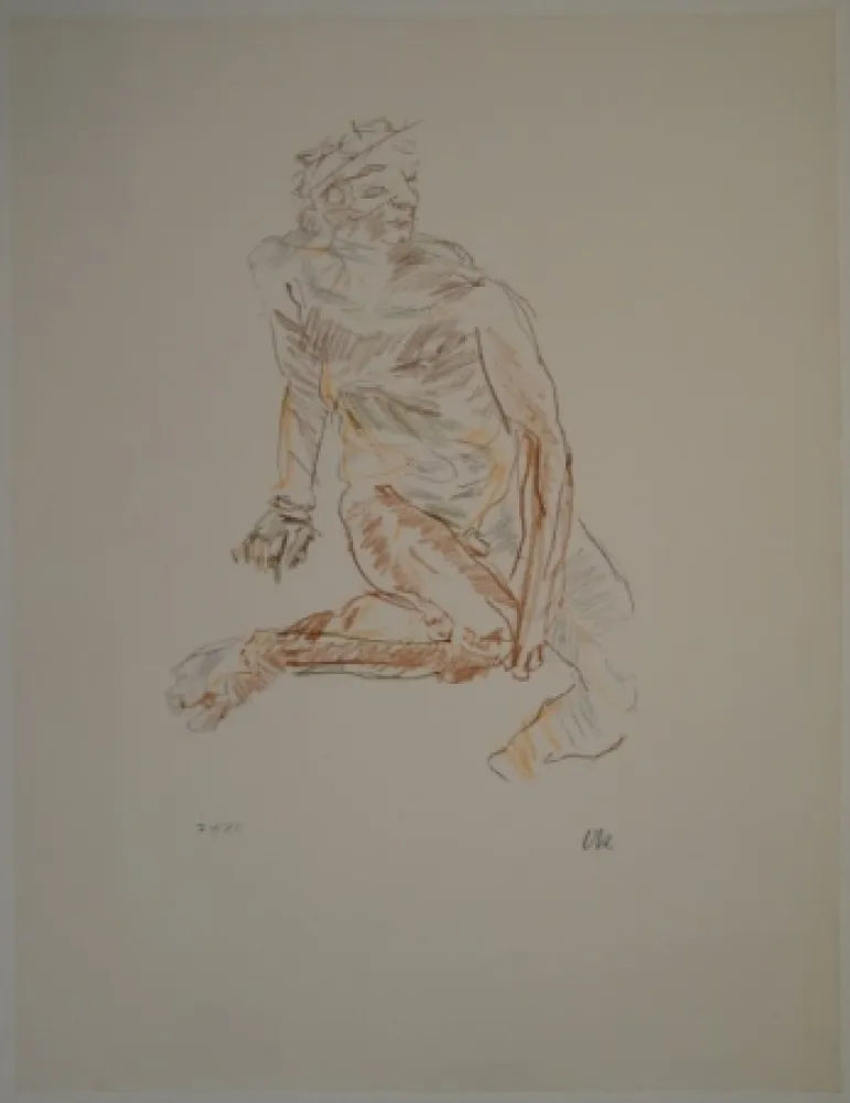 Lithographie Kokoschka - Flussgott