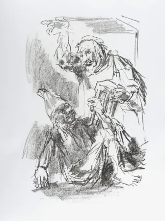 Lithographie Kokoschka - Lear and Fool, 1963