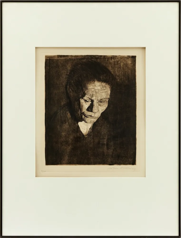 Radierung Kollwitz - Cabeza de Mujer hundida