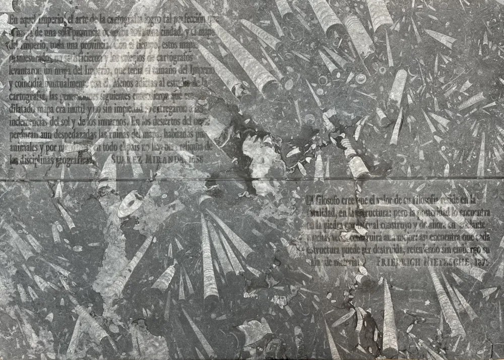 Radierung Kosuth - El mapa de Miranda y la disciplina de Nietzsche