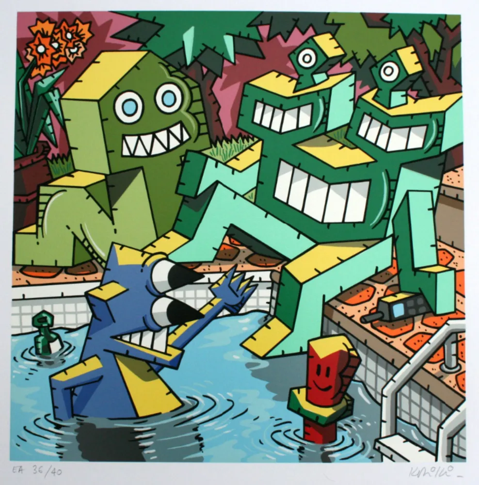 Siebdruck Kriki - La piscine