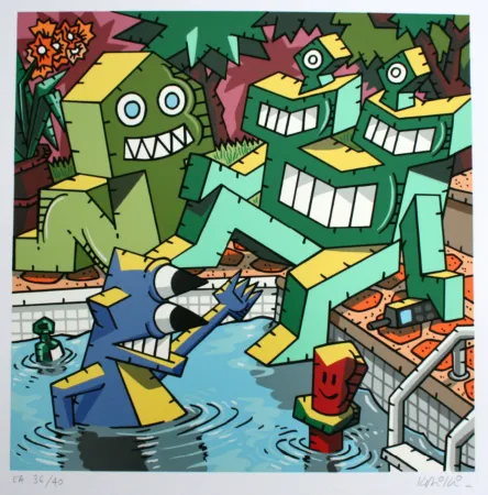 Siebdruck Kriki - La piscine