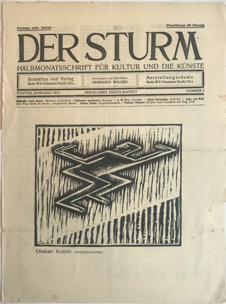 Holzschnitt Kubin - Cubist Male Figure