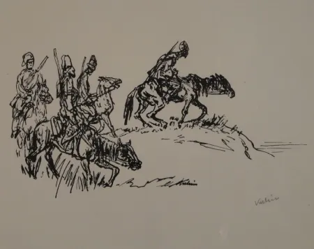 Lithographie Kubin - Kosaken