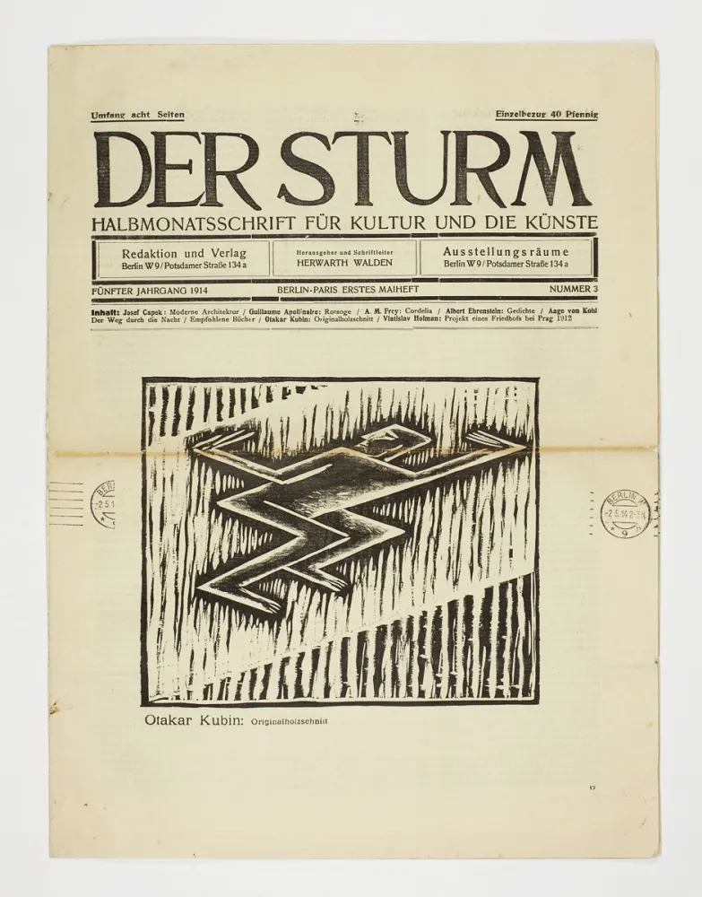 Holzschnitt Kubín - Untitled (Cubist male figure) 