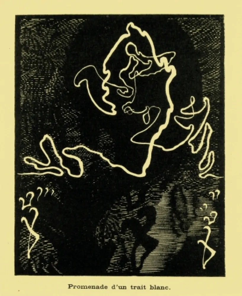 Holzschnitt Kupka - Promenade d'un trait blanc