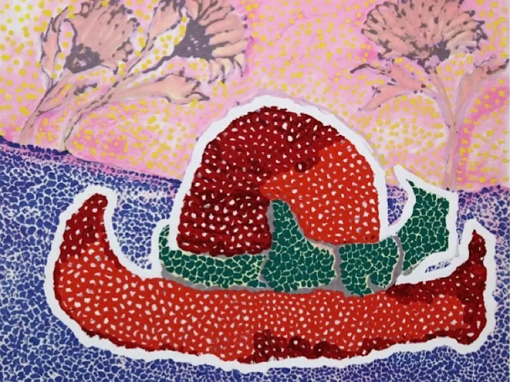 Siebdruck Kusama - Hat left behind in the field