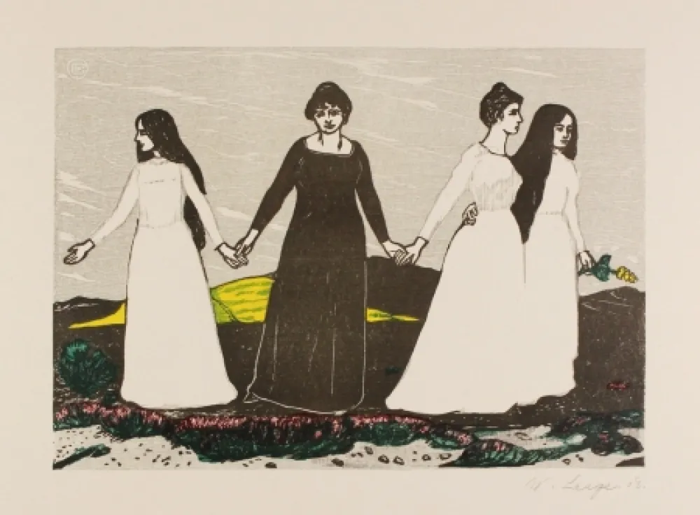 Holzschnitt Laage - Sommers Abschied von der Heide