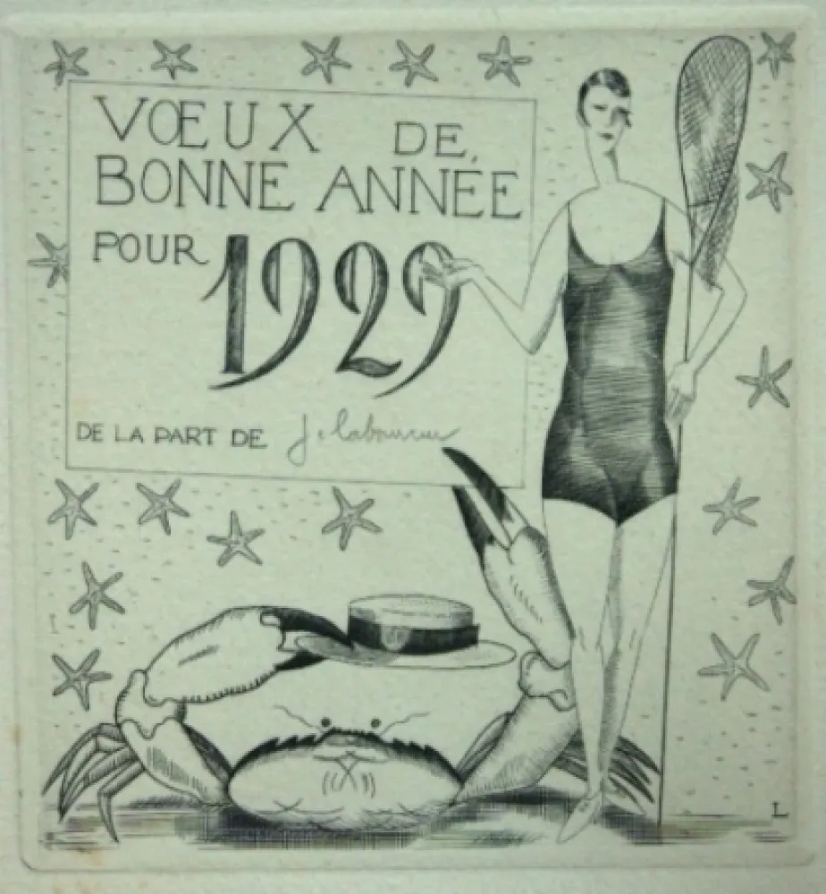 Kaltnadelradierung Laboureur - La pêcheuse au crabe.