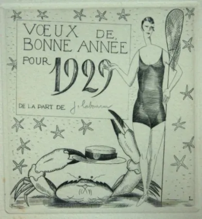 Kaltnadelradierung Laboureur - La pêcheuse au crabe.