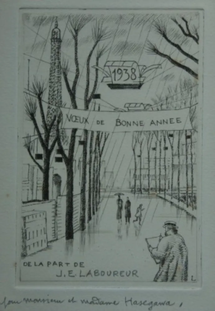 Radierung Laboureur - L’exposition fermée.