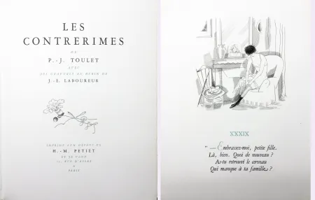 Illustriertes Buch Laboureur - Paul-Jean Toulet : LES CONTRERIMES. 62 gravures originales + suite complète (1930)