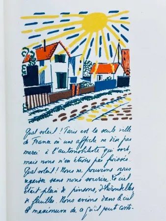 Lithographie Laboureur - Promenade avec Gabrielle. Texte et images lithographiés en couleurs par Jean Giraudoux et Jean-Emile Laboureur.