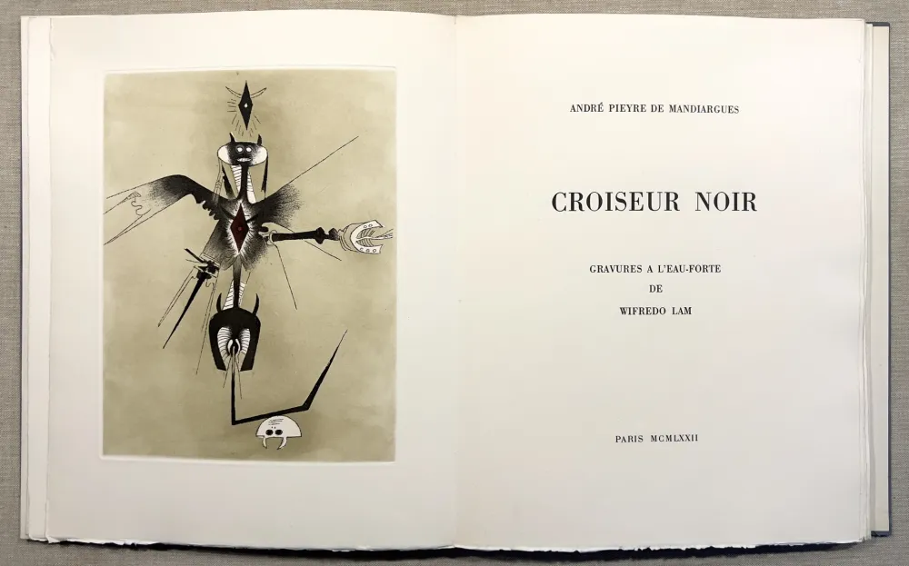 Illustriertes Buch Lam - A. Pieyre de Mandiargues. CROISEUR NOIR. Avec 6 eaux-fortes de Lam et suite signée complète (1972)